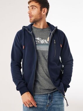 Fat Face Men's Brooke Navy Full-Zip Hoodie Sweater